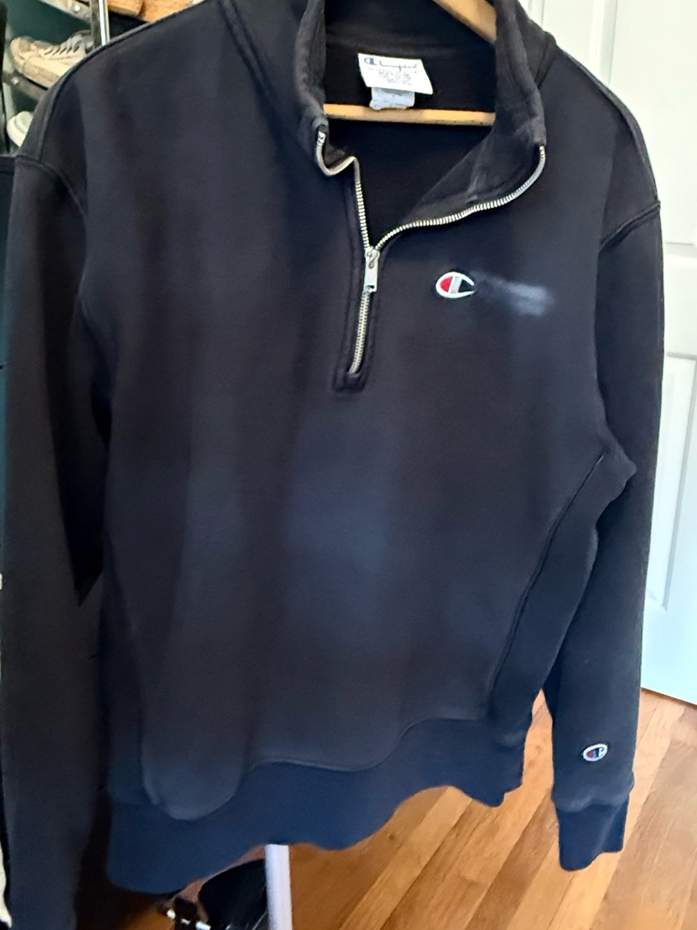 Champion Men’s faded/acid wash black Half-Zip Sweatshirt medium